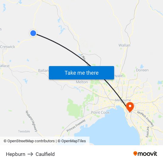 Hepburn to Caulfield map