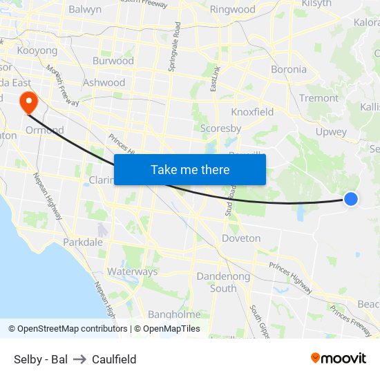 Selby - Bal to Caulfield map