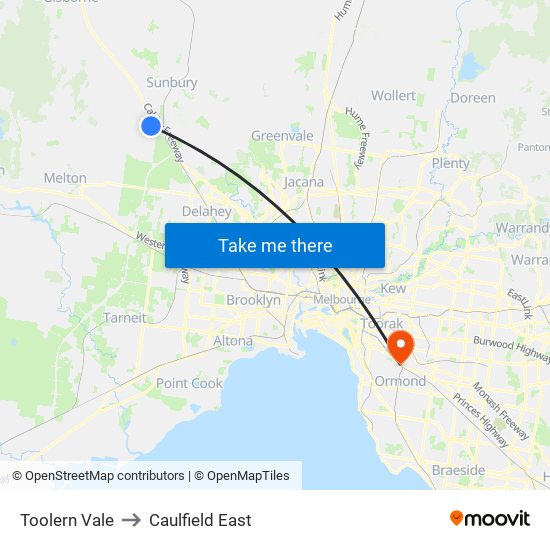 Toolern Vale to Caulfield East map