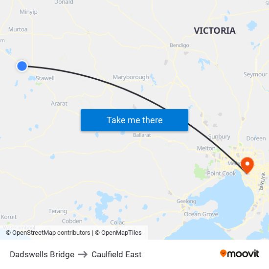 Dadswells Bridge to Caulfield East map