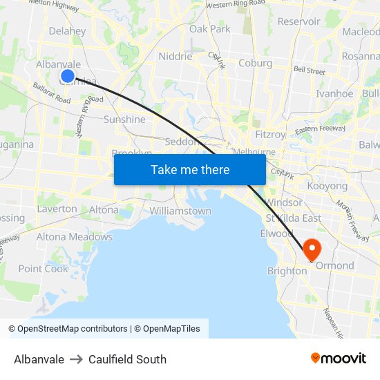 Albanvale to Caulfield South map