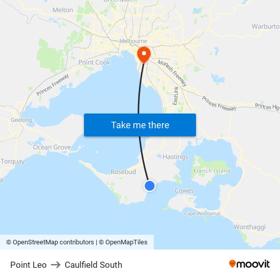 Point Leo to Caulfield South map