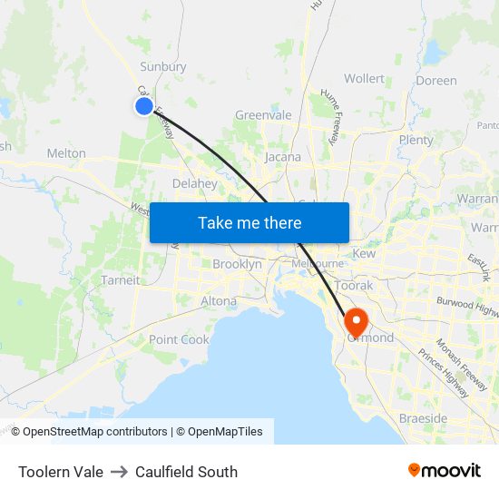 Toolern Vale to Caulfield South map