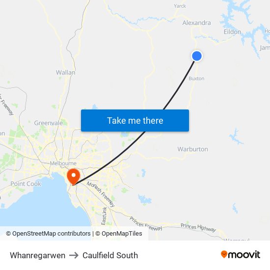 Whanregarwen to Caulfield South map