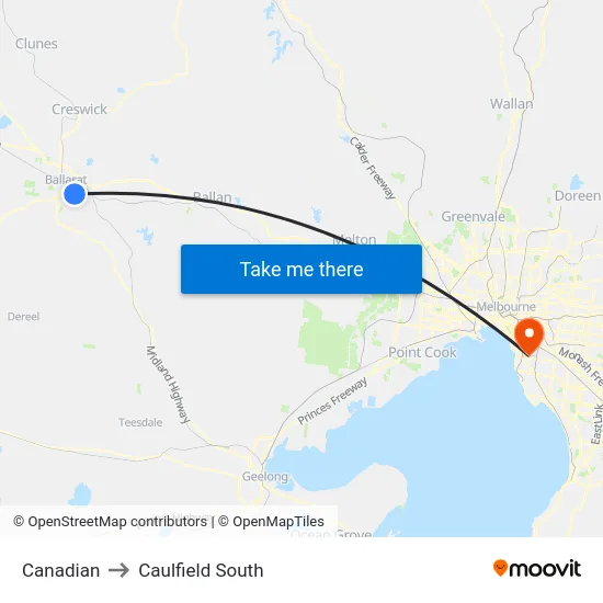 Canadian to Caulfield South map