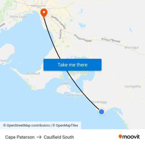 Cape Paterson to Caulfield South map