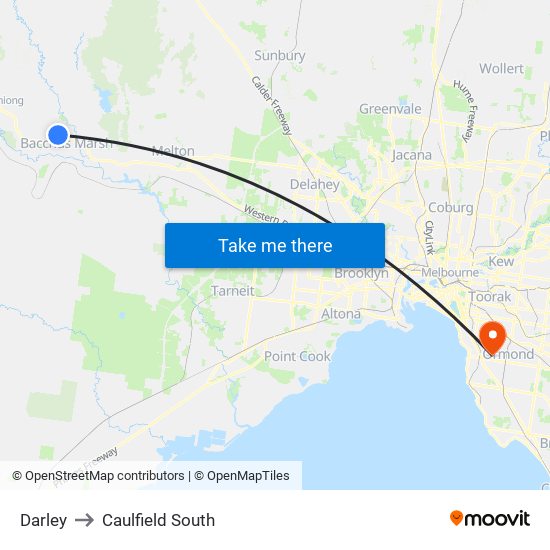 Darley to Caulfield South map