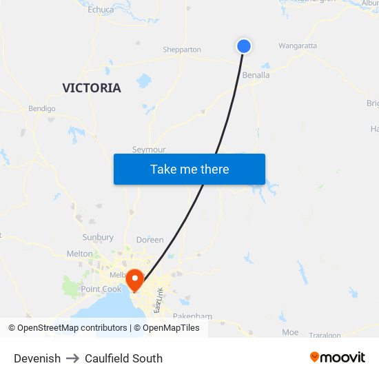 Devenish to Caulfield South map