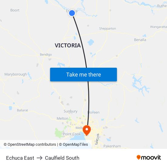 Echuca East to Caulfield South map