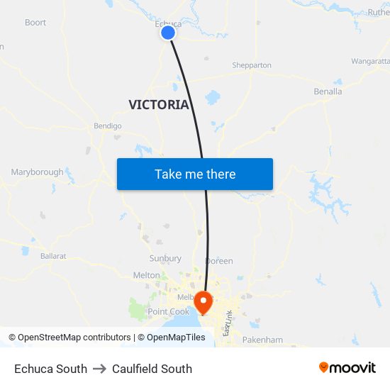 Echuca South to Caulfield South map