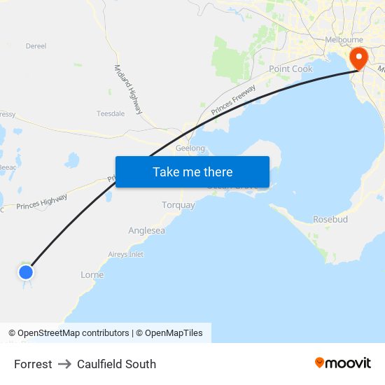 Forrest to Caulfield South map