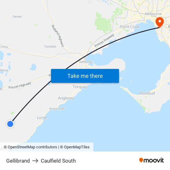 Gellibrand to Caulfield South map