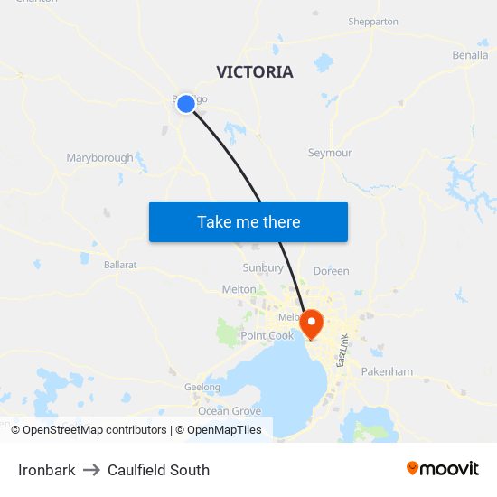 Ironbark to Caulfield South map