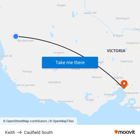 Keith to Caulfield South map