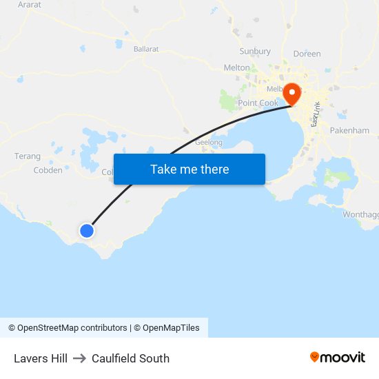 Lavers Hill to Caulfield South map