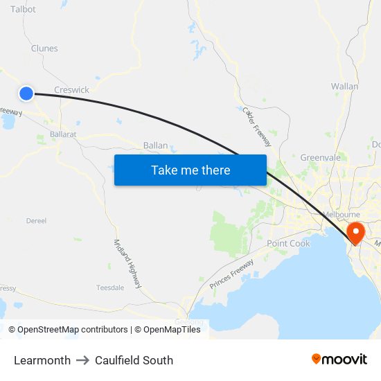 Learmonth to Caulfield South map