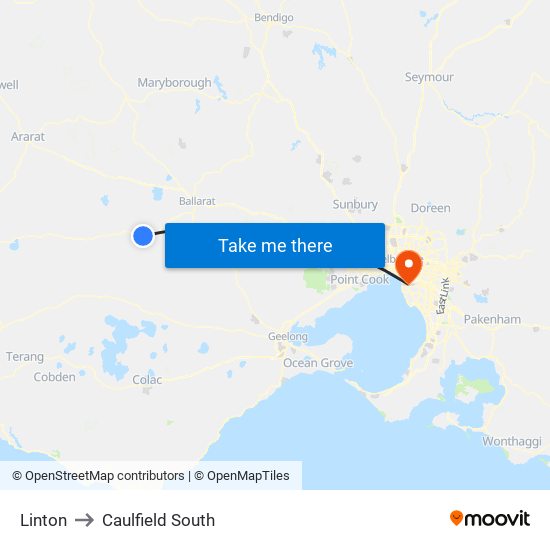Linton to Caulfield South map