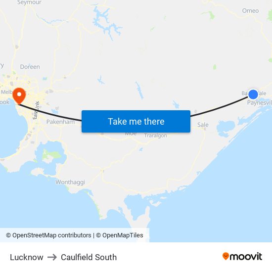 Lucknow to Caulfield South map