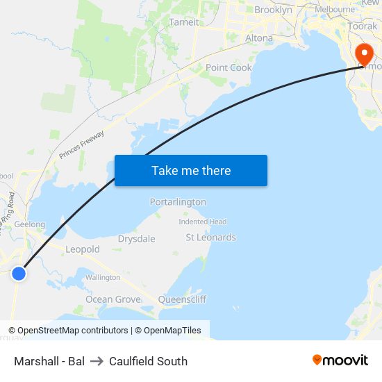 Marshall - Bal to Caulfield South map