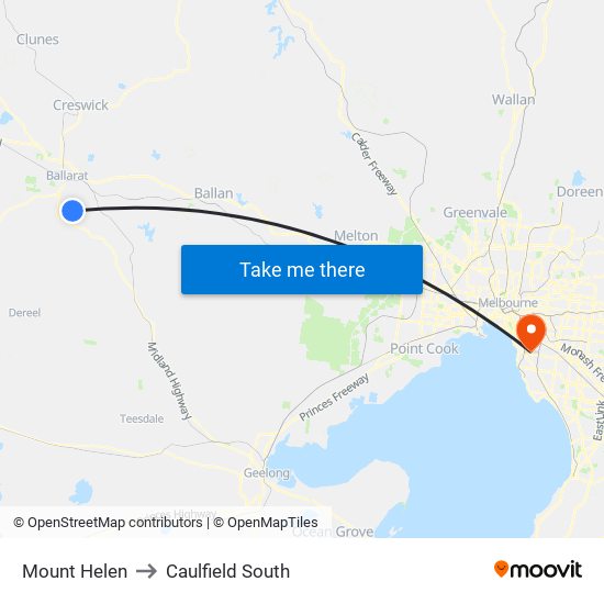 Mount Helen to Caulfield South map