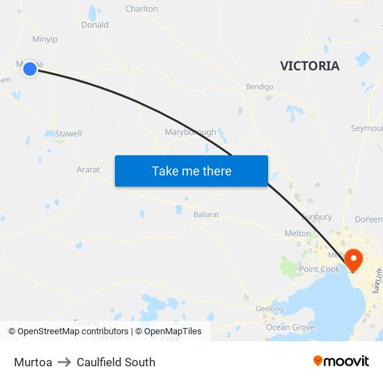 Murtoa to Caulfield South map