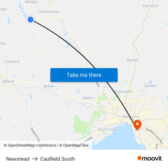 Newstead to Caulfield South map