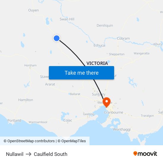 Nullawil to Caulfield South map