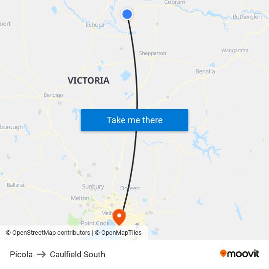 Picola to Caulfield South map