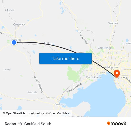 Redan to Caulfield South map