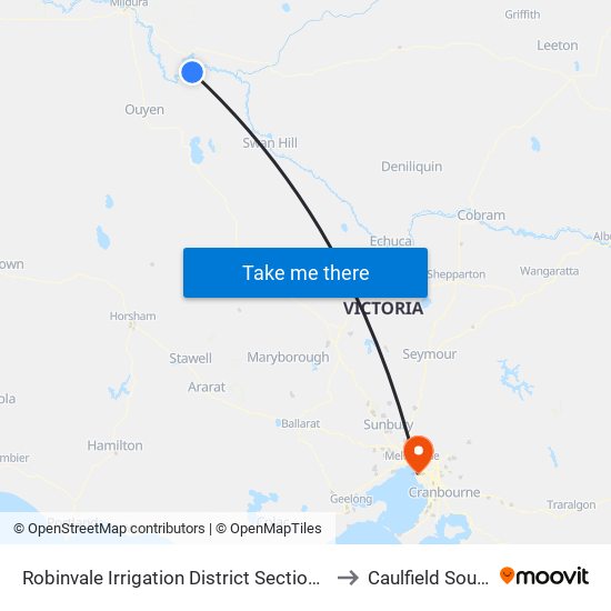 Robinvale Irrigation District Section B to Caulfield South map