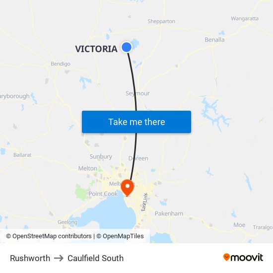 Rushworth to Caulfield South map