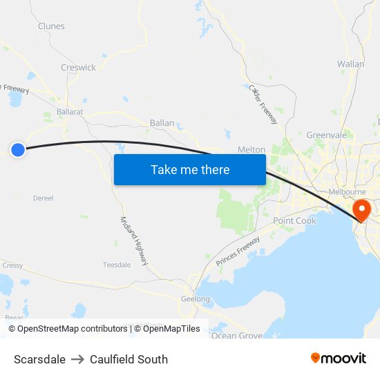 Scarsdale to Caulfield South map