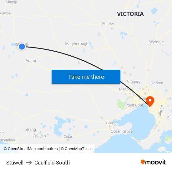 Stawell to Caulfield South map