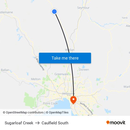 Sugarloaf Creek to Caulfield South map