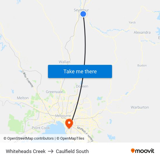 Whiteheads Creek to Caulfield South map