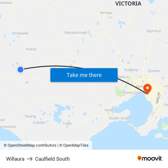 Willaura to Caulfield South map