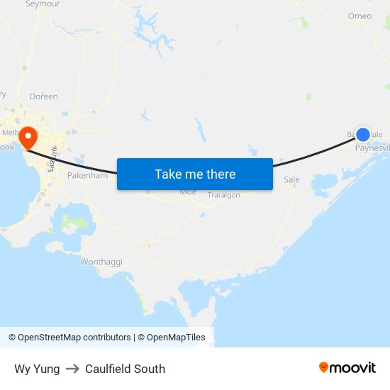 Wy Yung to Caulfield South map