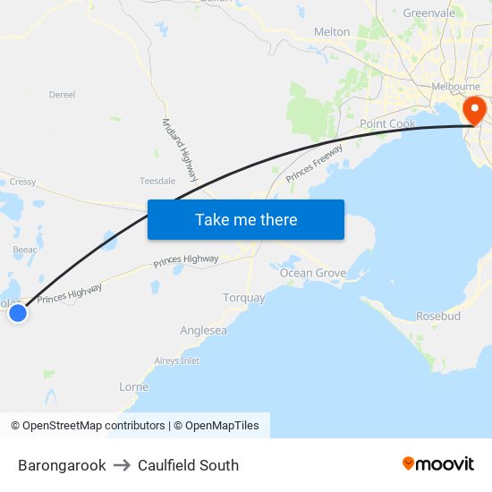 Barongarook to Caulfield South map