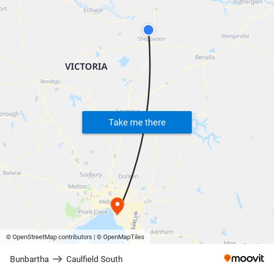 Bunbartha to Caulfield South map