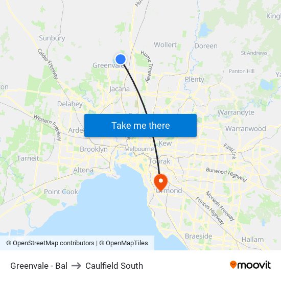 Greenvale - Bal to Caulfield South map