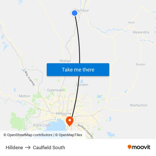 Hilldene to Caulfield South map