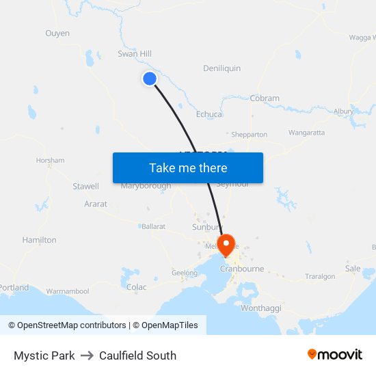 Mystic Park to Caulfield South map