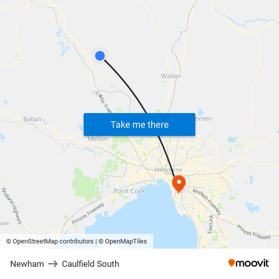 Newham to Caulfield South map