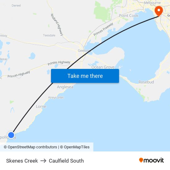 Skenes Creek to Caulfield South map