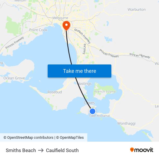 Smiths Beach to Caulfield South map