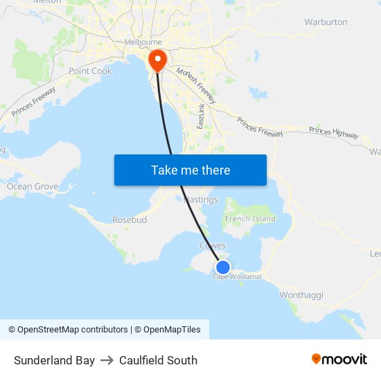 Sunderland Bay to Caulfield South map