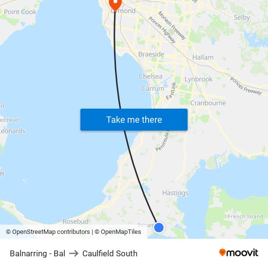 Balnarring - Bal to Caulfield South map