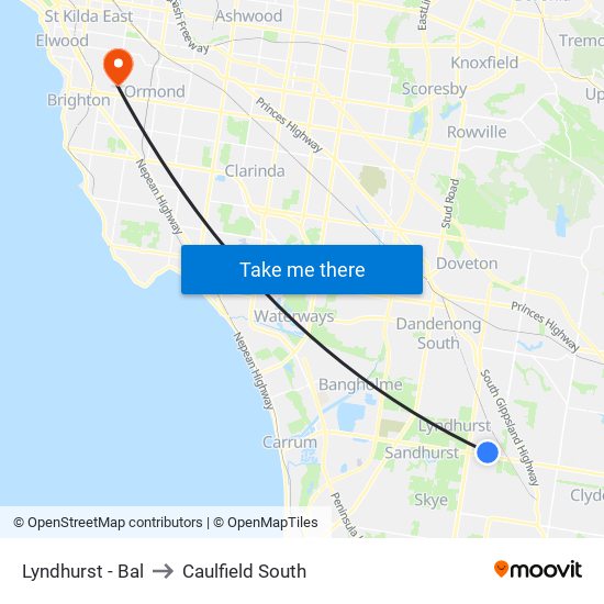 Lyndhurst - Bal to Caulfield South map