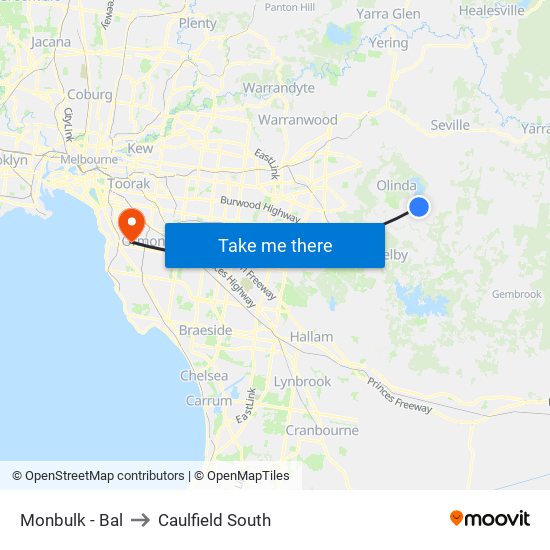 Monbulk - Bal to Caulfield South map