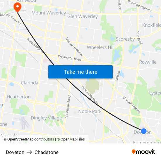 Doveton to Chadstone map